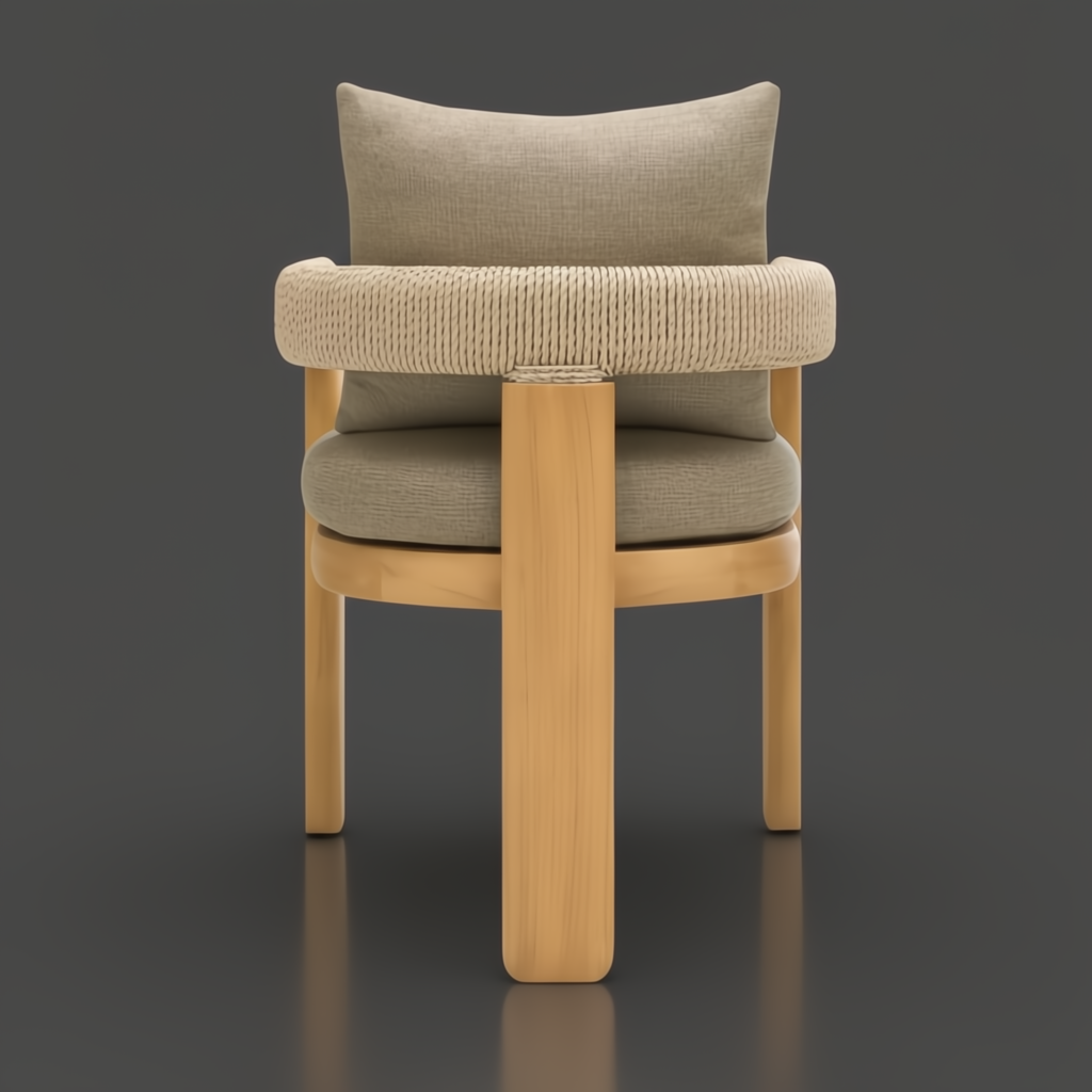 Surya Palma outdoor dining chair with taupe Sunbrella upholstery and a teak wood base.