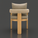 Surya Palma outdoor dining chair with taupe Sunbrella upholstery and a teak wood base.