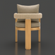 Surya Palma outdoor dining chair with taupe Sunbrella upholstery and a teak wood base.