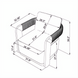 Line drawing of the Surya Palma Swivel Chair with dimensions, featuring a curved back and armrests.