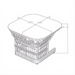 Line drawing of a square Surya Winder End Table with a cream top and handwoven PE rope base.