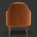 Surya Fantino accent chair with brown polyester upholstery and camel beechwood base, back view.
