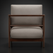 Surya Brielle accent chair with camel polyester upholstery and a stained ash wood frame.