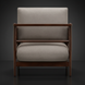 Surya Brielle accent chair with camel polyester upholstery and a stained ash wood frame.
