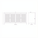Front and side view line drawing of the Surya Etewah Sideboard, showing its four doors and dimensions.