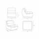 Line drawings of the Surya Barber Accent Chair, showing front, side, angled, and top views with dimensions.