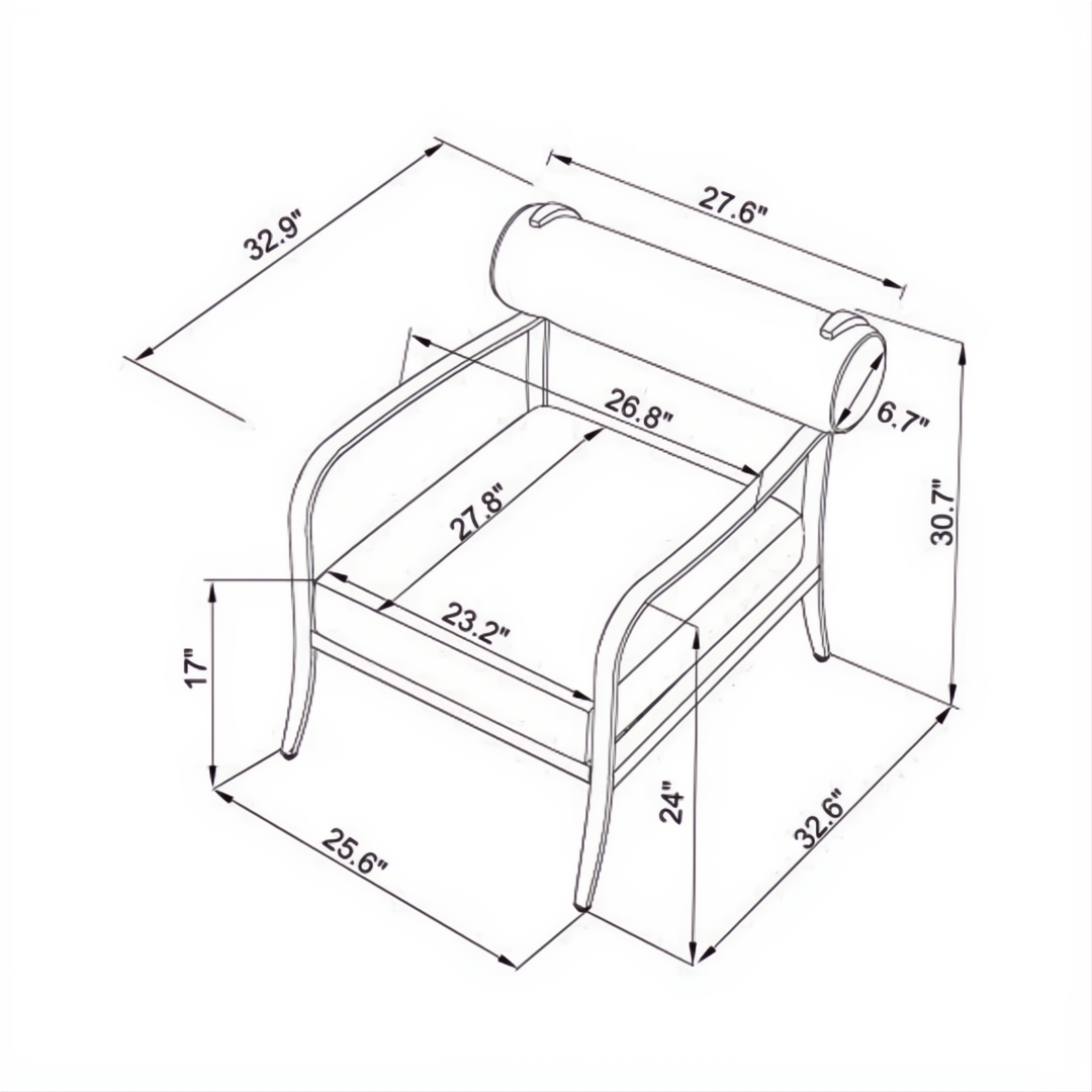 Surya Antibes ANTE-001 accent chair dimensions: 31"H x 33"W x 28"D, showing key measurements.