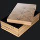 Surya Cane Garden decorative box set: natural bamboo with dark brown hand-painted accents and geometric lid design.