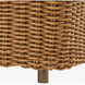Close-up of Marvella sectional's woven brown Sunbrella acrylic base with a dark brown aluminum leg.