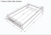 Technical drawing of a coffee table drawer with dimensions in inches and centimeters.