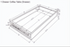 Technical drawing of a coffee table drawer with dimensions in inches and centimeters.