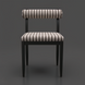 Surya Antibes outdoor dining chair with black powder-coated aluminum base and striped Sunbrella fabric.