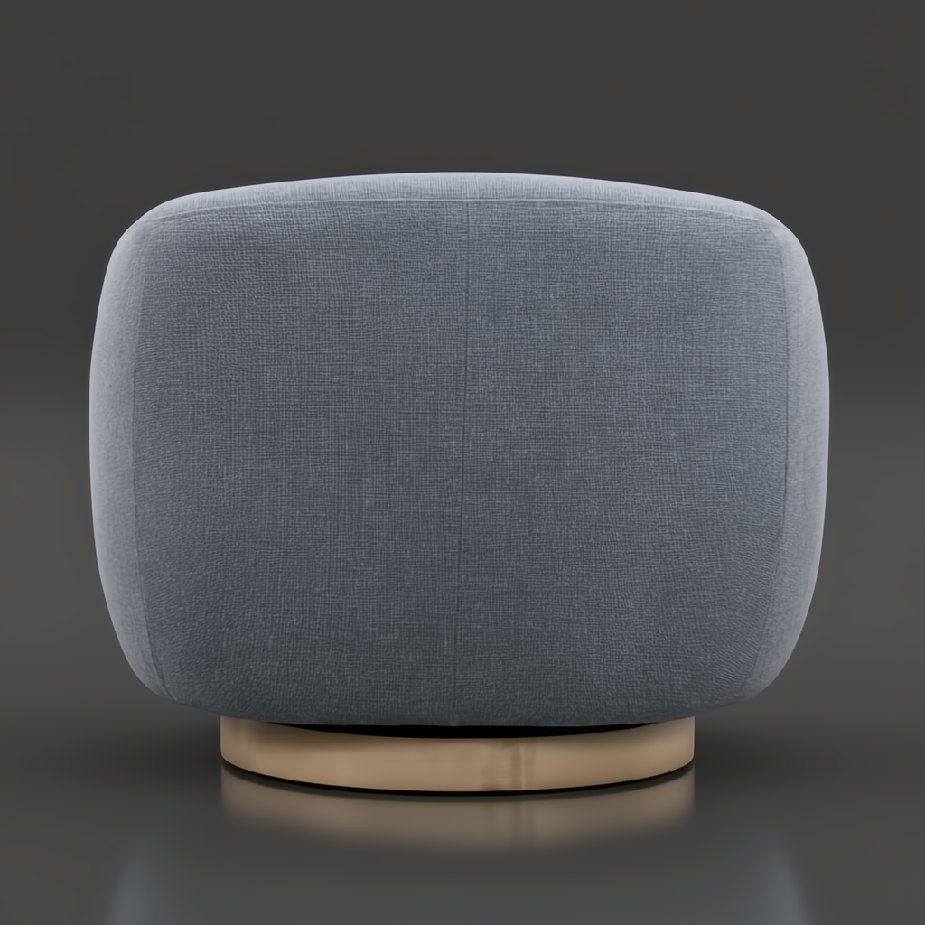 Blue-grey Surya Loma swivel chair with a soft polyester-rayon cover and a light ash wood base.