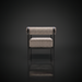 Surya Antibes accent chair with black aluminum frame and striped beige and brown Sunbrella cushions.