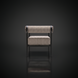 Surya Antibes accent chair with black aluminum frame and striped beige and brown Sunbrella cushions.