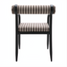 Surya Antibes dining arm chair with multi-color striped Sunbrella upholstery and black aluminum frame.