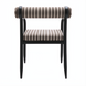 Surya Antibes dining arm chair with multi-color striped Sunbrella upholstery and black aluminum frame.