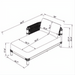 Line drawing of a brown Surya Porta sectional left arm chaise with dimensions.