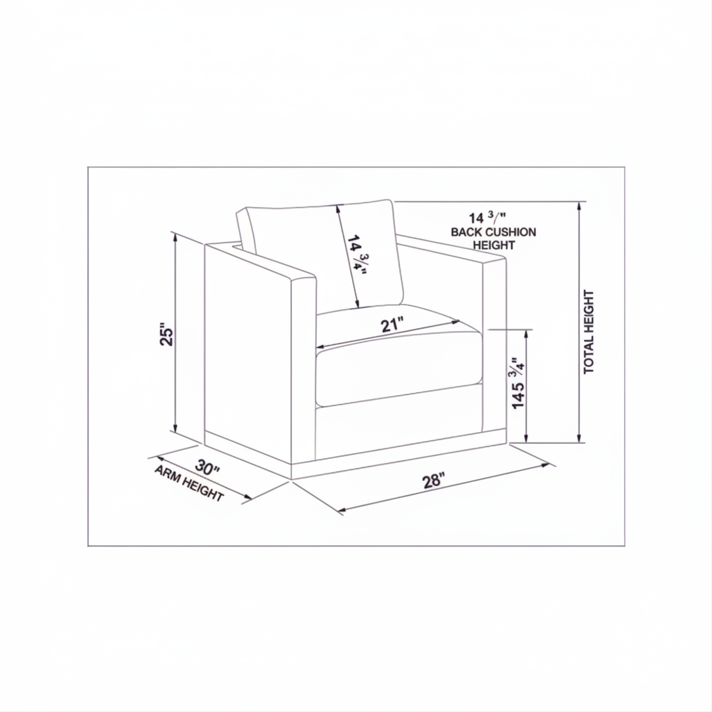 Line drawing of the Surya Glendon Swivel Chair with dimensions: 28"H x 30"W x 28"D.