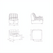 Technical drawing of Surya Oryan RYAN-001 modular sofa with brown leather upholstery and black base.