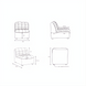 Technical drawing of Surya Oryan RYAN-001 modular sofa with brown leather upholstery and black base.