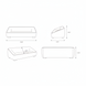 Line drawing of the Surya Alba ALBA-002 Sofa, showing front, side, and top views with dimensions.