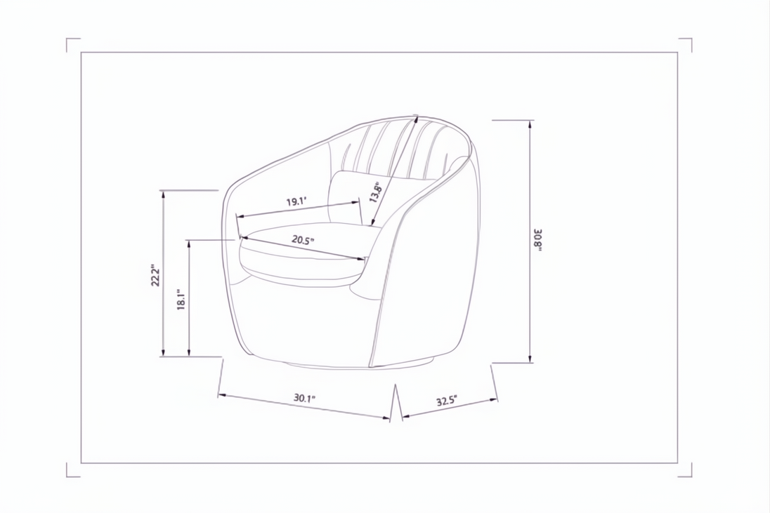 Surya Ariah Swivel Chair dimensions: 31"H x 30"W x 33"D, showing seat height, depth, and back height.