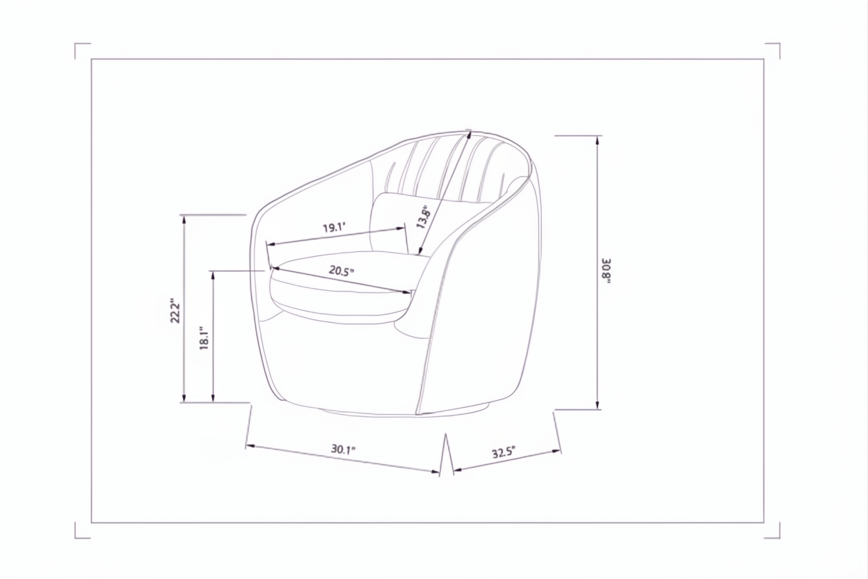 Surya Ariah Swivel Chair dimensions: 31"H x 30"W x 33"D, showing seat height, depth, and back height.