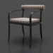 Surya Antibes dining arm chair with black aluminum frame and multi-color striped Sunbrella upholstery.