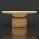 Surya Koben beige mango wood round coffee table with a brushed finish and minimalist design.