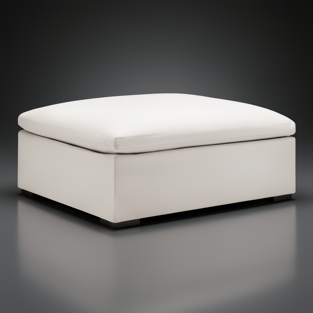 Surya Avington Ottoman, a spacious rectangular ottoman with light linen upholstery and a subtle wood base.