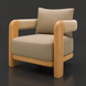 Surya Palma accent chair with beige Sunbrella cushions, teak wood frame, and PE rope-wrapped armrests.