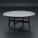 Surya Fairborn 42" round black hand-painted aluminum outdoor coffee table with slatted top.