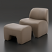Surya Sable Accent Chair and ottoman in taupe, mocha, and sandstone tones with cushioned, contemporary design.