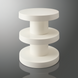 Cream iron Surya Roth End Table with a minimalist modern design, tiered shelves, and high gloss finish.