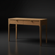 Surya Anello Console Table: brown oak veneer top, two drawers, and slim oak/steel base.