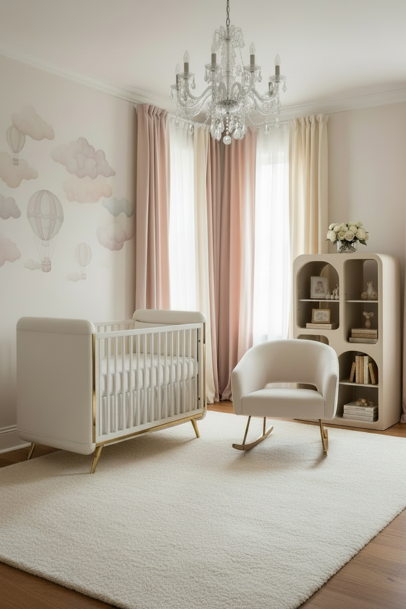Surya Tana Bookcase: Ivory washed mango wood bookcase with rounded edges and six arched display shelves.