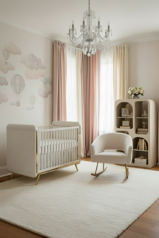 Surya Tana Bookcase: Ivory washed mango wood bookcase with rounded edges and six arched display shelves.