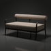 Surya Antibes ANTE-008 loveseat with striped Sunbrella cushions and dark aluminum frame.