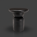 Surya Koben black mango wood end table with a compact round top and turned base.