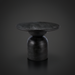 Surya Koben 39" round black mango wood dining table with sculptural base and sandblasted finish.