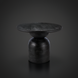 Surya Koben 39" round black mango wood dining table with sculptural base and sandblasted finish.