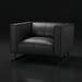 Surya Dylan Accent Chair: minimalist charcoal leather with black iron base.
