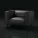 Surya Dylan Accent Chair: minimalist charcoal leather with black iron base.