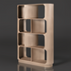 Tall Surya Ozias mango wood bookcase in a wheat finish with open, rounded shelving and sandblasted texture.