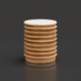 Surya Redondo End Table: Beige polished marble top on a ribbed beige lacquered mango wood base.