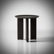 Blackened mango wood Surya Agnes end table with round top and zigzag fluted legs.