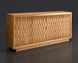 Beige natural ash wood veneer Surya Lulea Cabinet with 3D patterned doors, 67" wide.