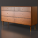 Madri 62" wide brown dresser with minimalist modern design, fluted top drawers, and gold hardware.