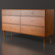 Madri 62" wide brown dresser with minimalist modern design, fluted top drawers, and gold hardware.